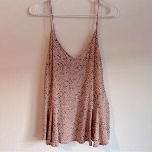 American Eagle AEO pink floral tank top peplum detail